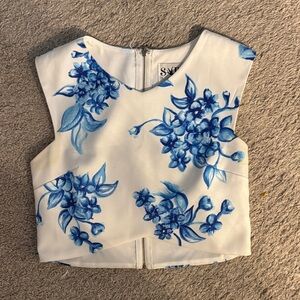 Sabo Skirt Blue Floral Crop Top